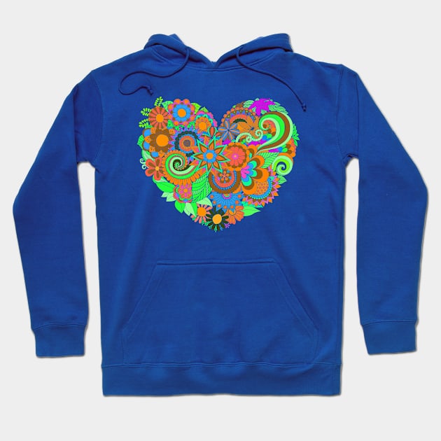 Colorful Floral Heart Hoodie by AlondraHanley